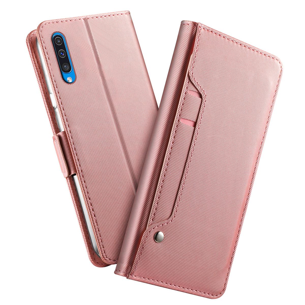 Custodia a portafoglio Specchio Samsung Galaxy A50 rosa dorato