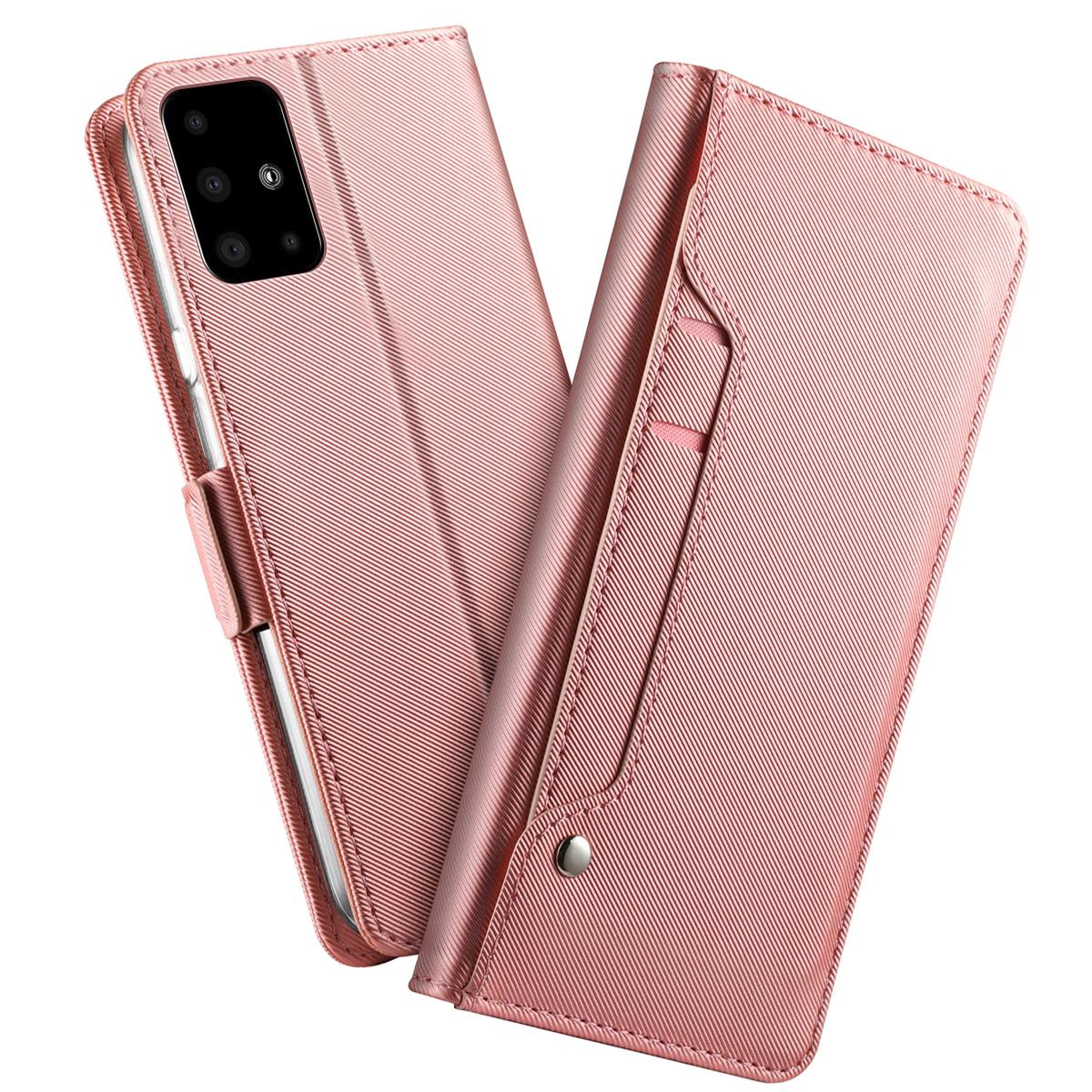 Custodia a portafoglio Specchio Samsung Galaxy A51 rosa dorato