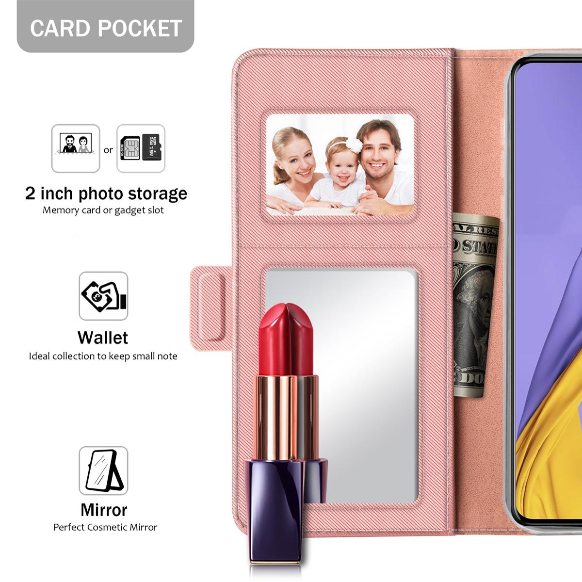 Custodia a portafoglio Specchio Samsung Galaxy A51 rosa dorato