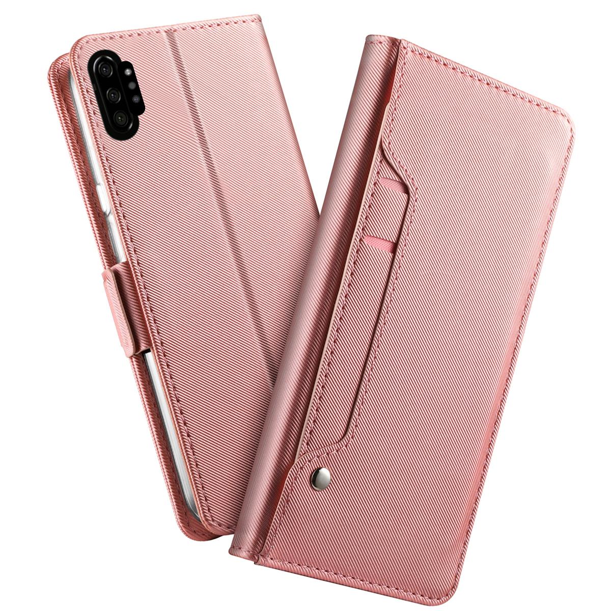 Custodia a portafoglio Specchio Samsung Galaxy Note 10 Plus rosa dorato