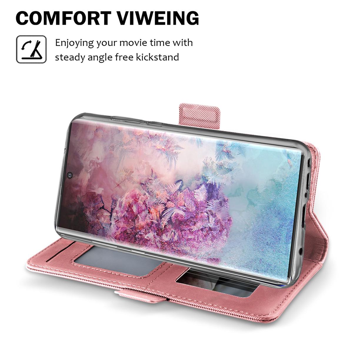 Custodia a portafoglio Specchio Samsung Galaxy Note 10 Plus rosa dorato