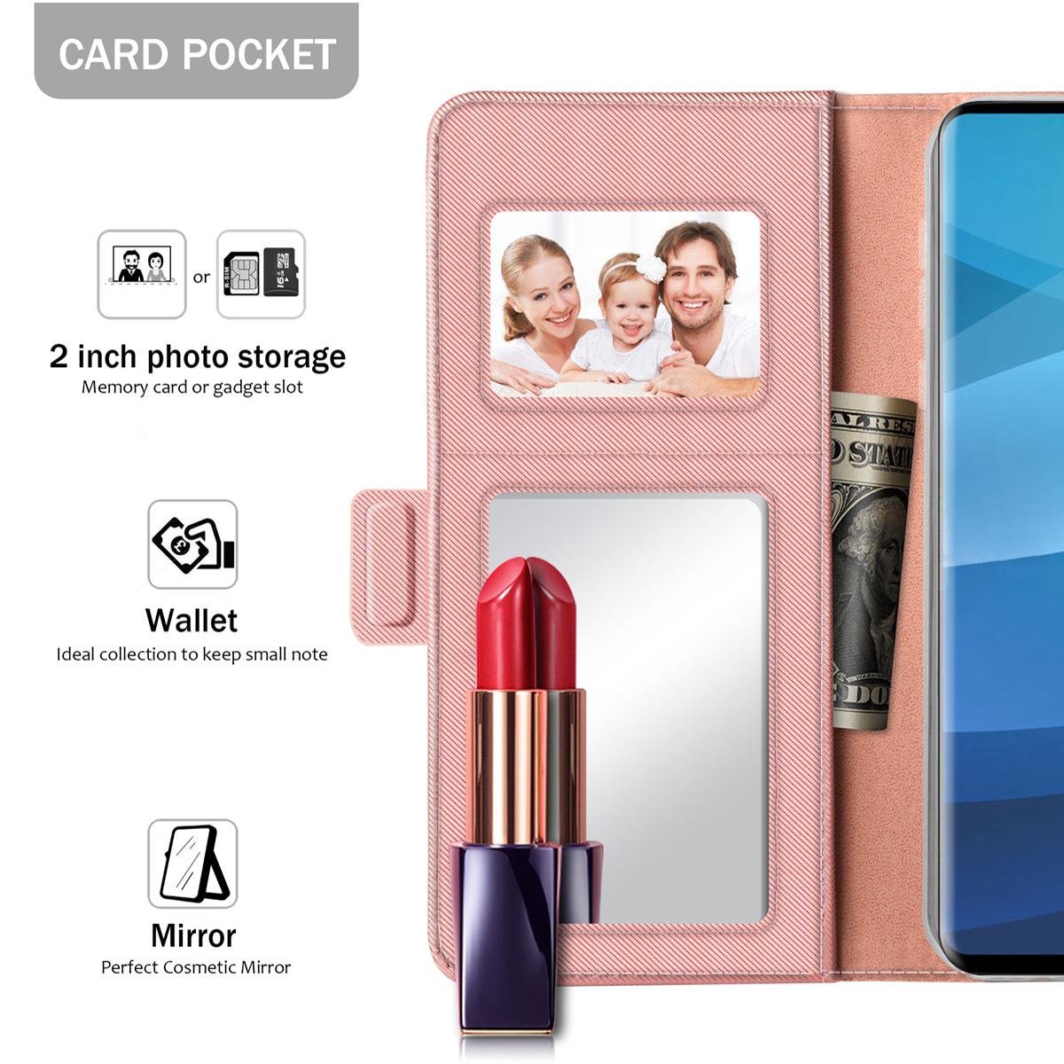 Custodia a portafoglio Specchio Samsung Galaxy S10 Plus rosa dorato