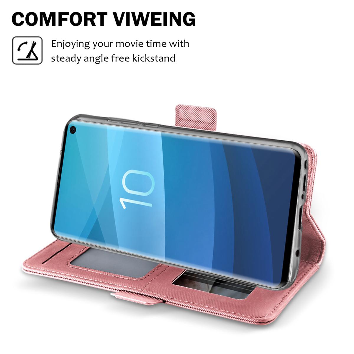 Custodia a portafoglio Specchio Samsung Galaxy S10 Plus rosa dorato