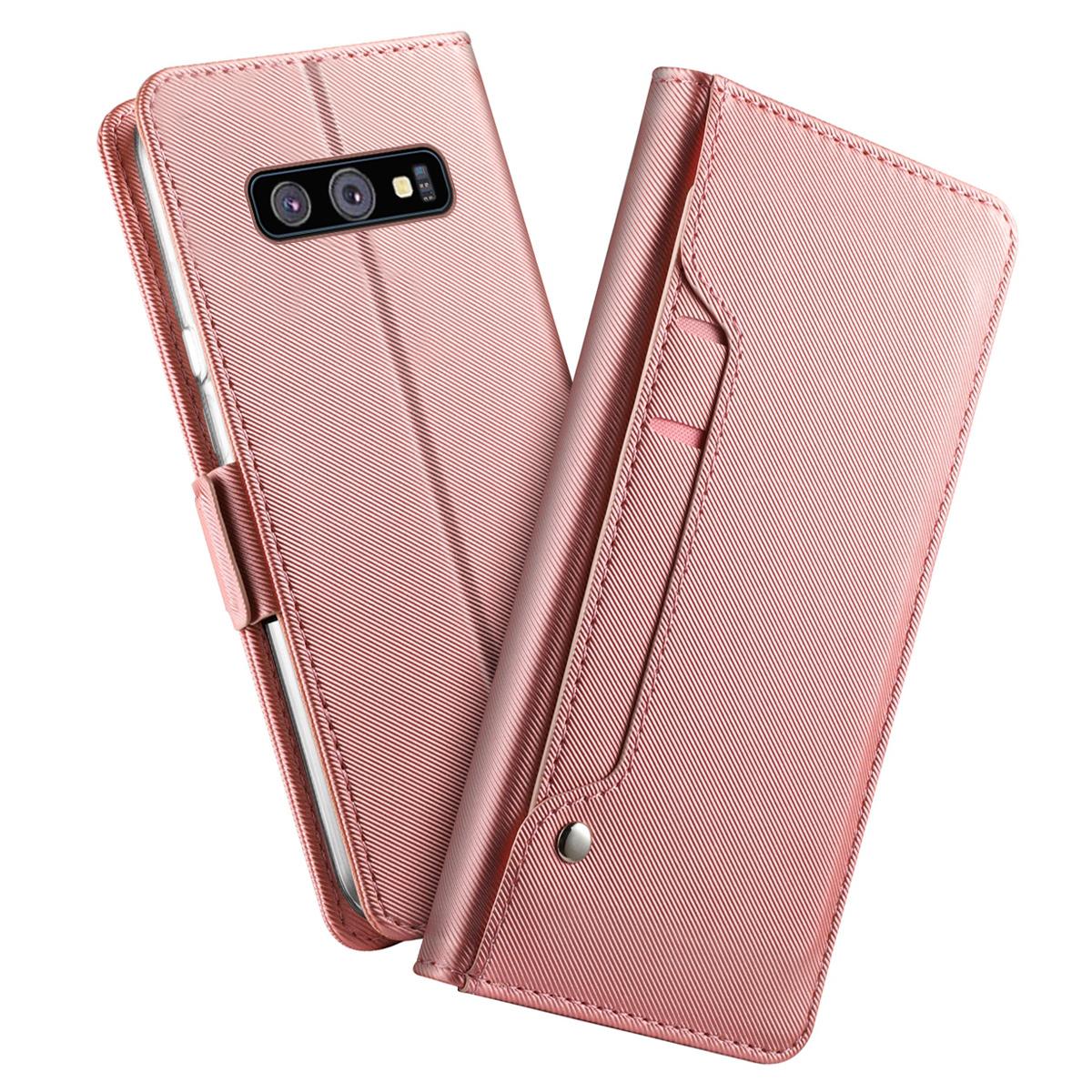 Custodia a portafoglio Specchio Samsung Galaxy S10 rosa dorato
