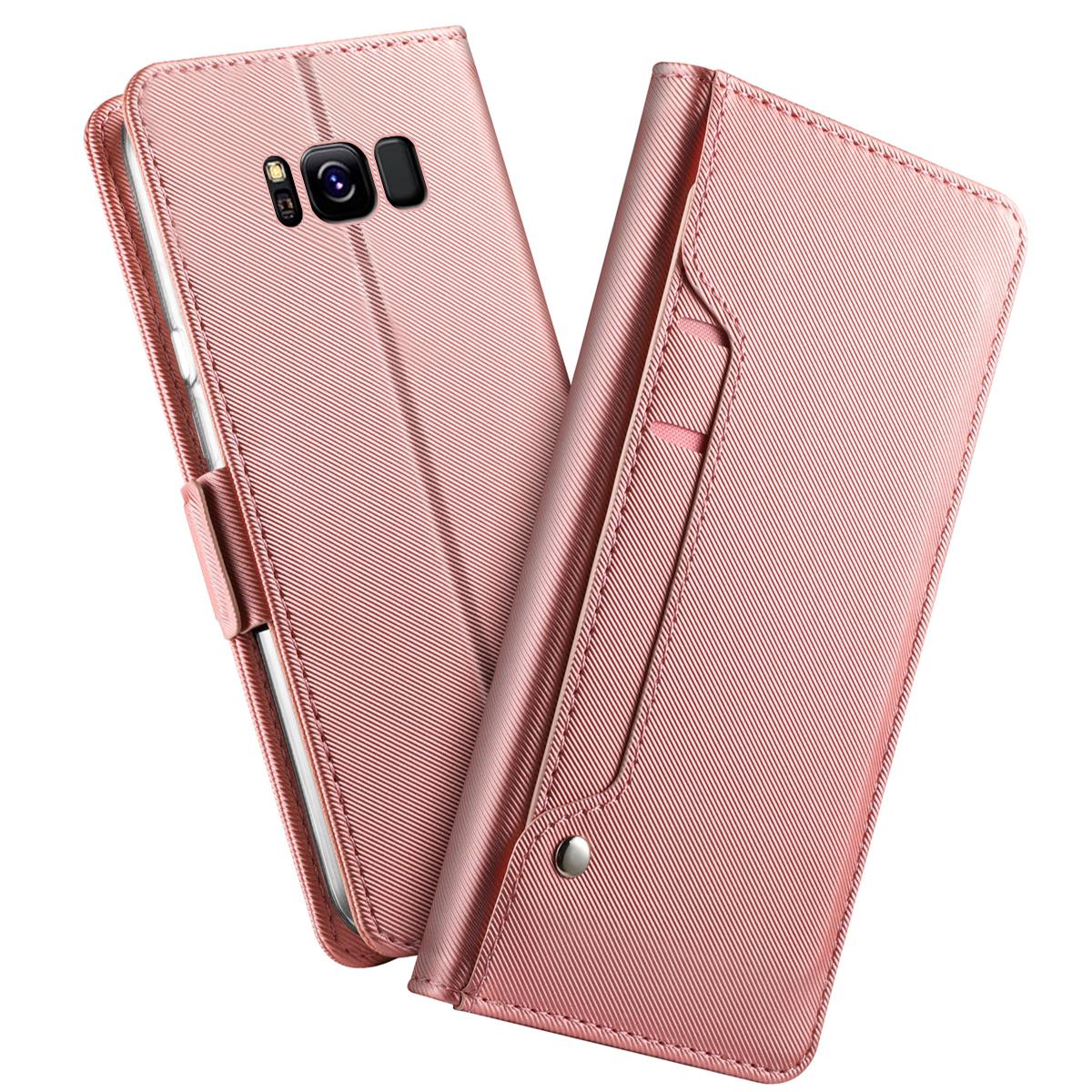 Custodia a portafoglio Specchio Samsung Galaxy S8 rosa dorato