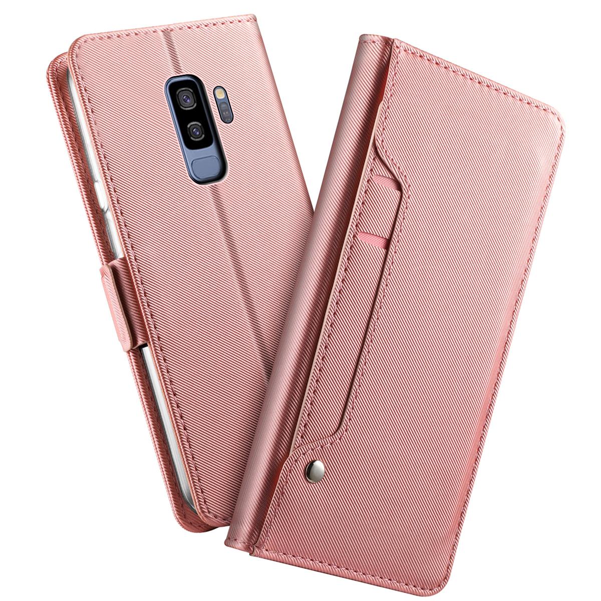 Custodia a portafoglio Specchio Samsung Galaxy S9 Plus rosa dorato