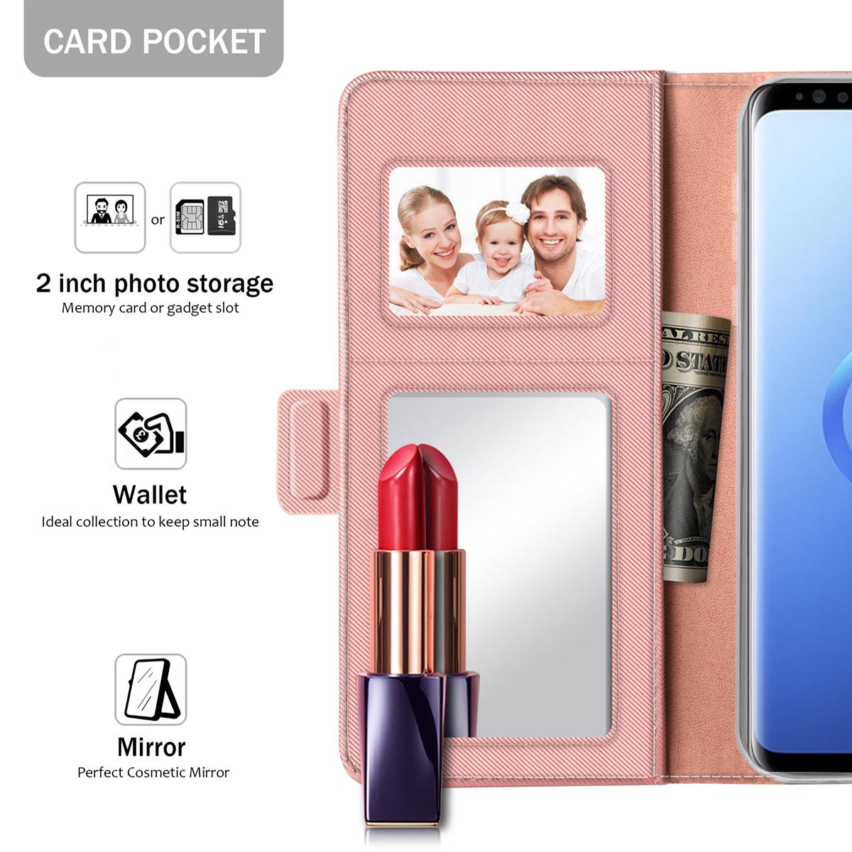 Custodia a portafoglio Specchio Samsung Galaxy S9 Plus rosa dorato