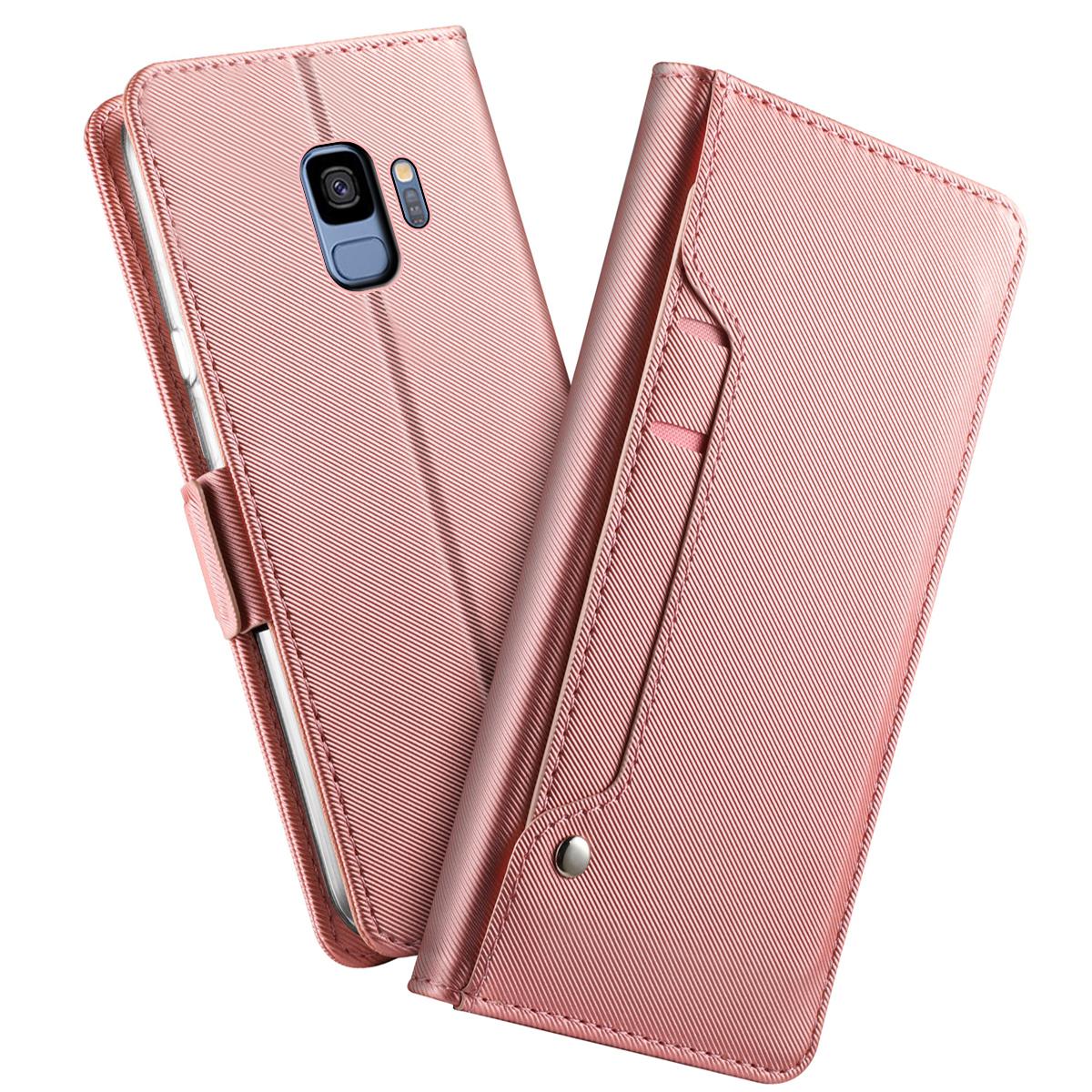Custodia a portafoglio Specchio Samsung Galaxy S9 rosa dorato
