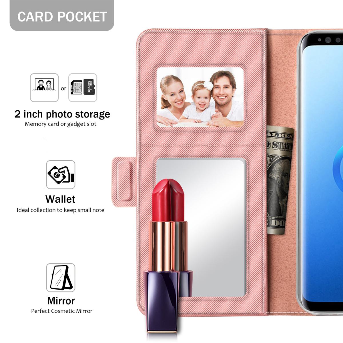 Custodia a portafoglio Specchio Samsung Galaxy S9 rosa dorato