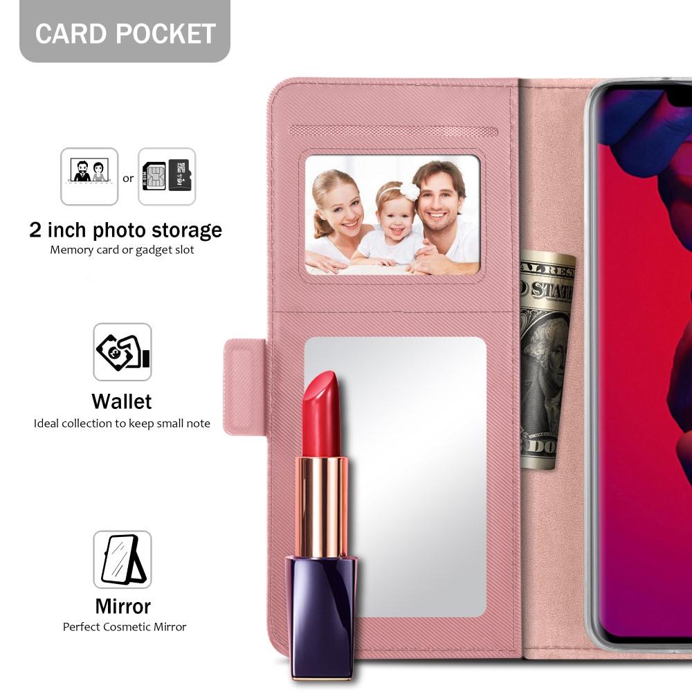Custodia a portafoglio Specchio Huawei Mate 20 Pro rosa dorato