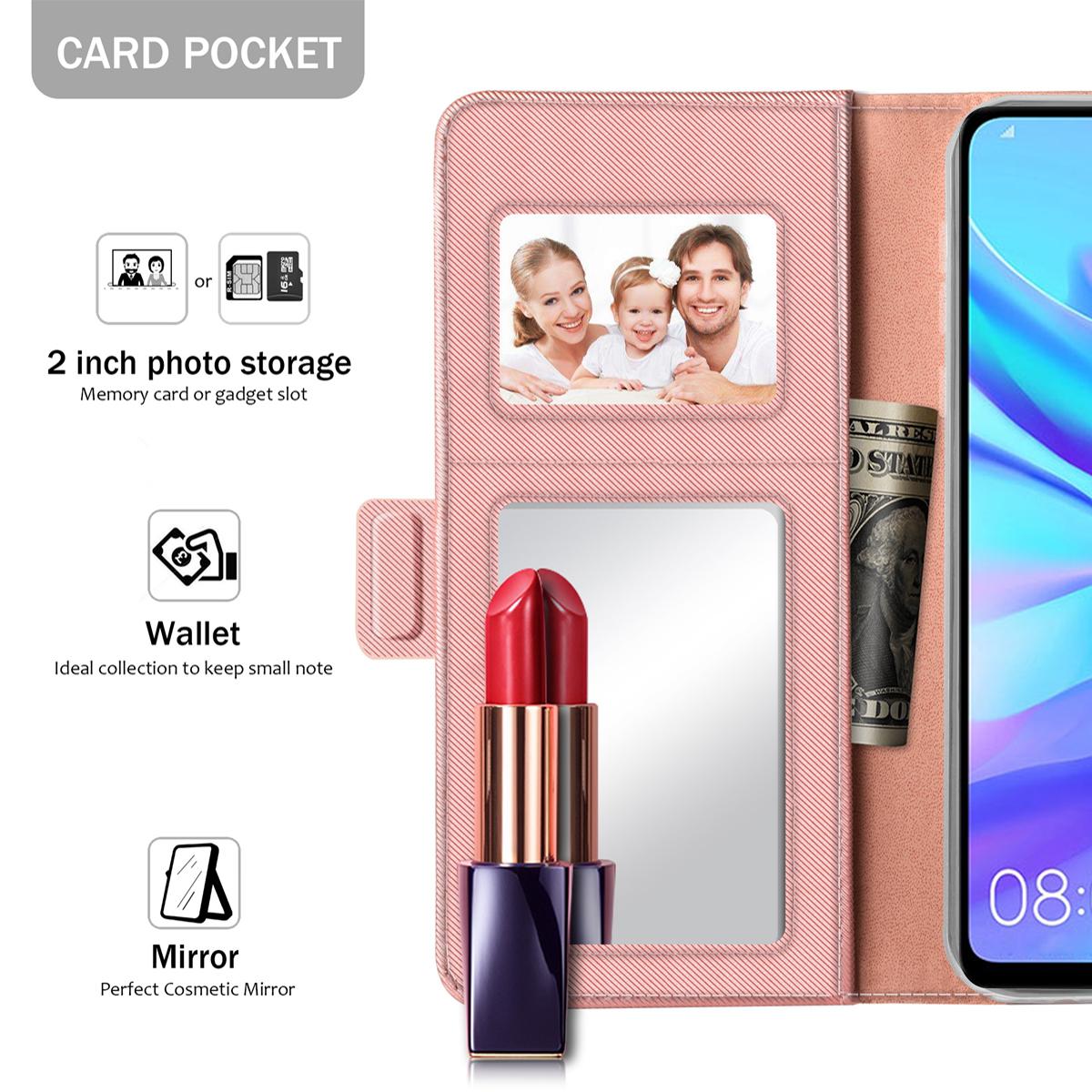 Custodia a portafoglio Specchio Huawei P30 Lite rosa dorato