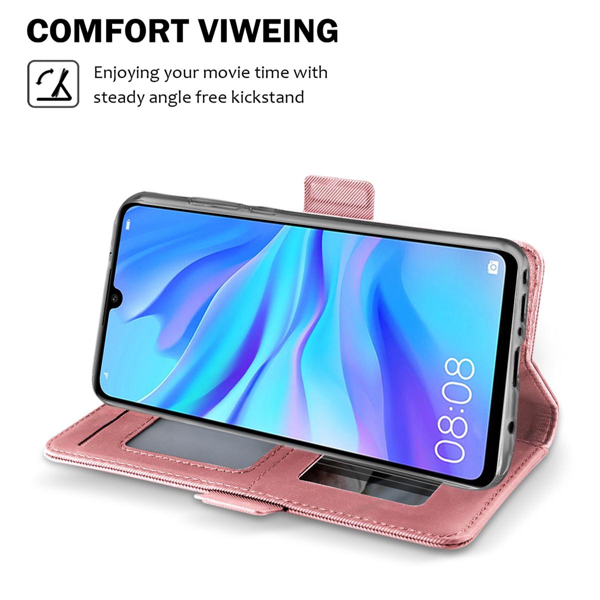 Custodia a portafoglio Specchio Huawei P30 Lite rosa dorato