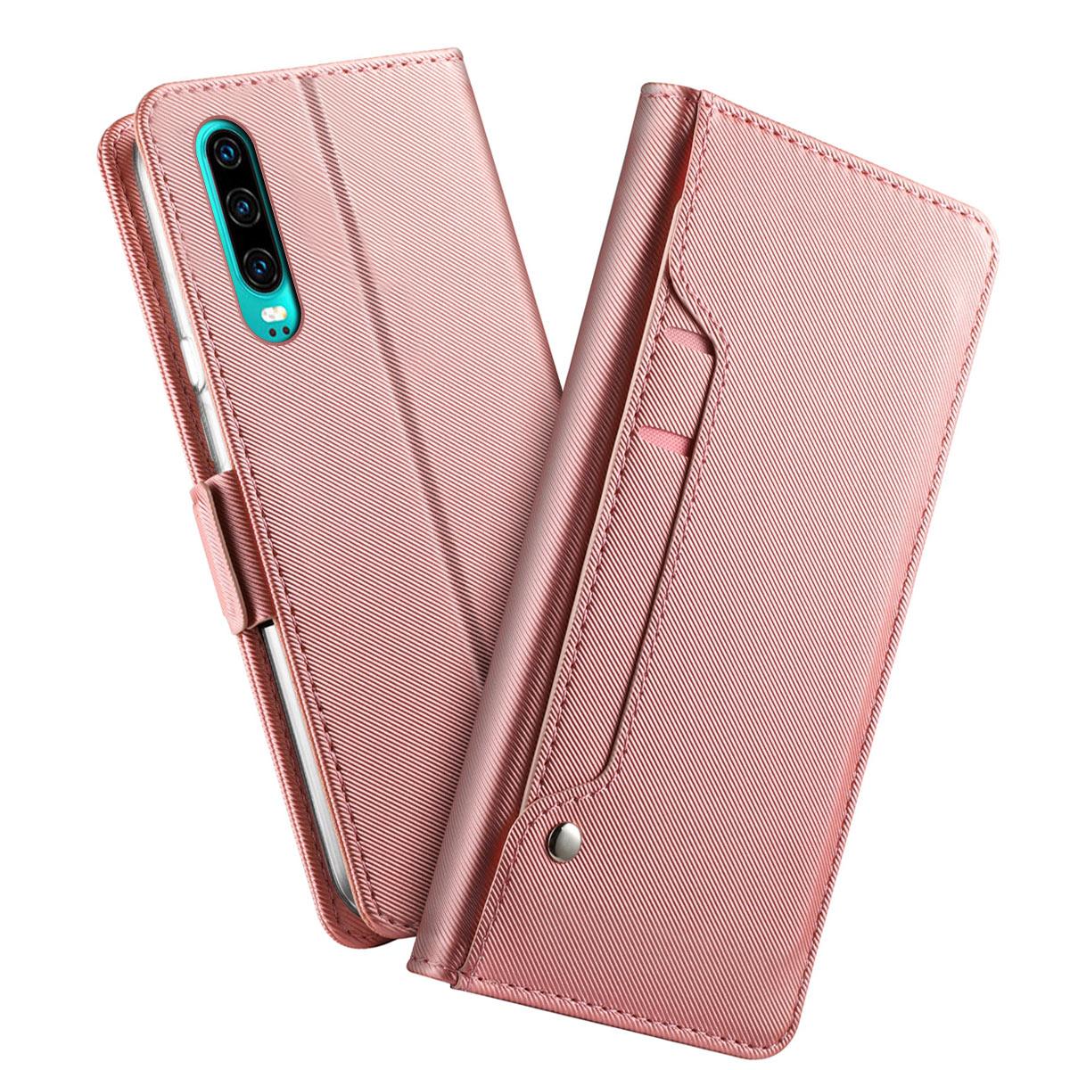 Custodia a portafoglio Specchio Huawei P30 Pink Gold