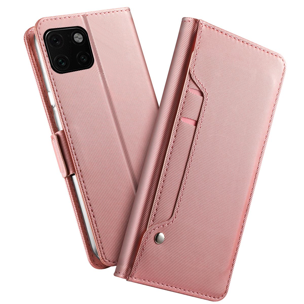 Custodia a portafoglio Specchio iPhone 11 rosa dorato