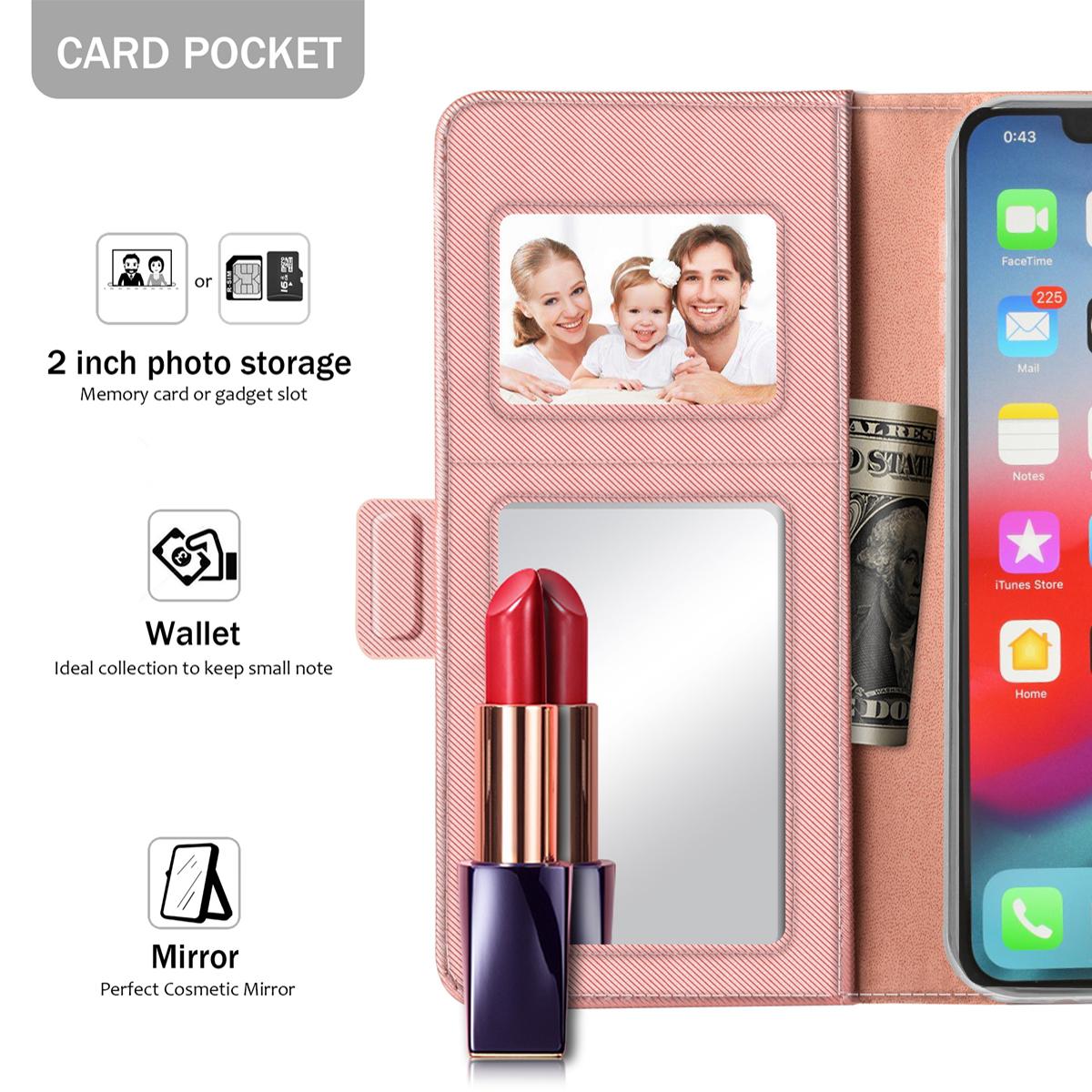 Custodia a portafoglio Specchio iPhone 11 rosa dorato