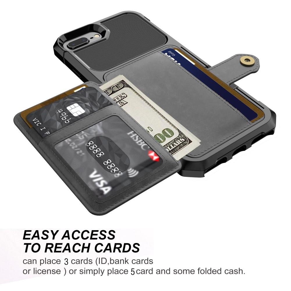 Cover con portacarte Tough Multi-slot iPhone 7 Plus/iPhone 6 Plus/6S Plu/iPhone 8 Plus Nero