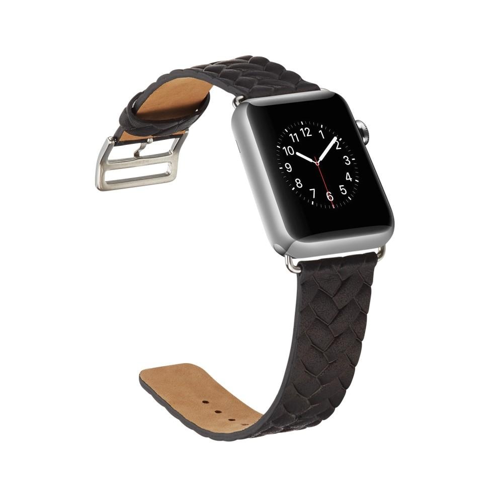 Woven Leather Band Apple Watch 45mm Series 7 nero