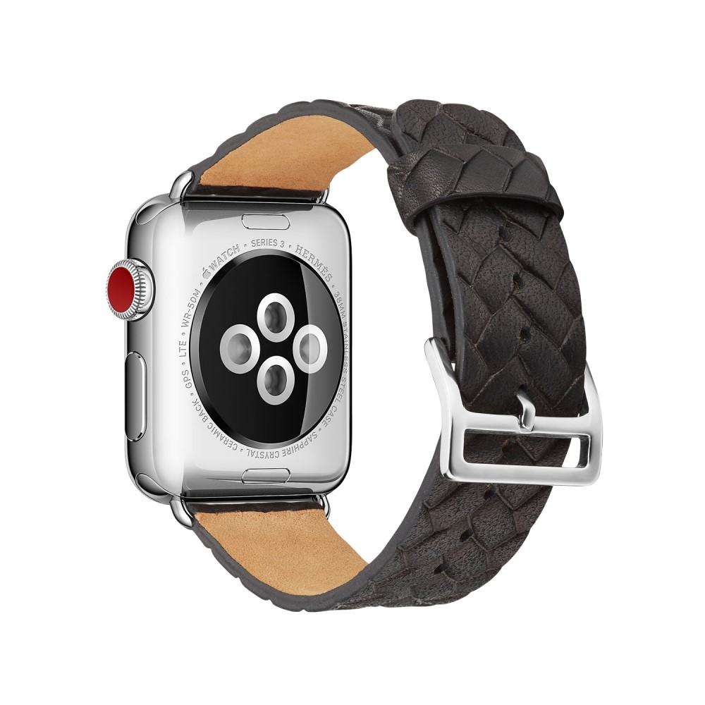Woven Leather Band Apple Watch 45mm Series 8 Nero
