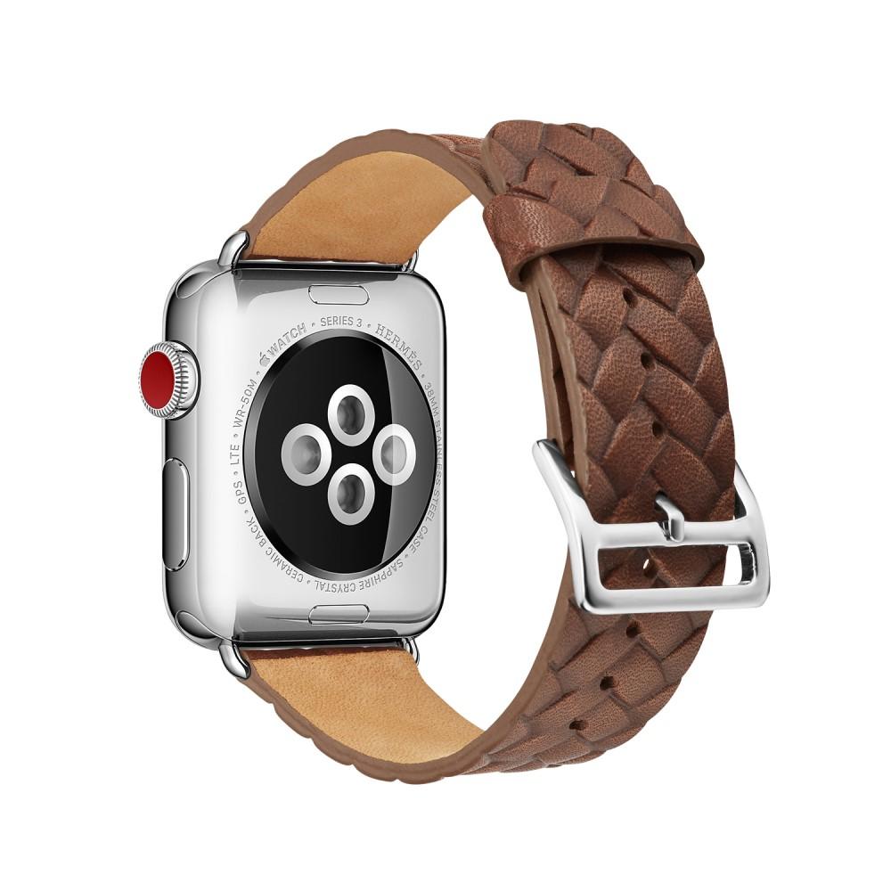 Woven Leather Band Apple Watch 45mm Series 8 Marrone