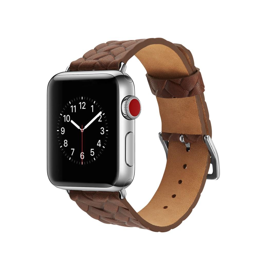 Woven Leather Band Apple Watch 45mm Series 8 Marrone