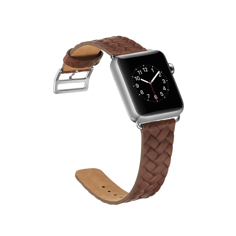 Woven Leather Band Apple Watch 45mm Series 8 Marrone