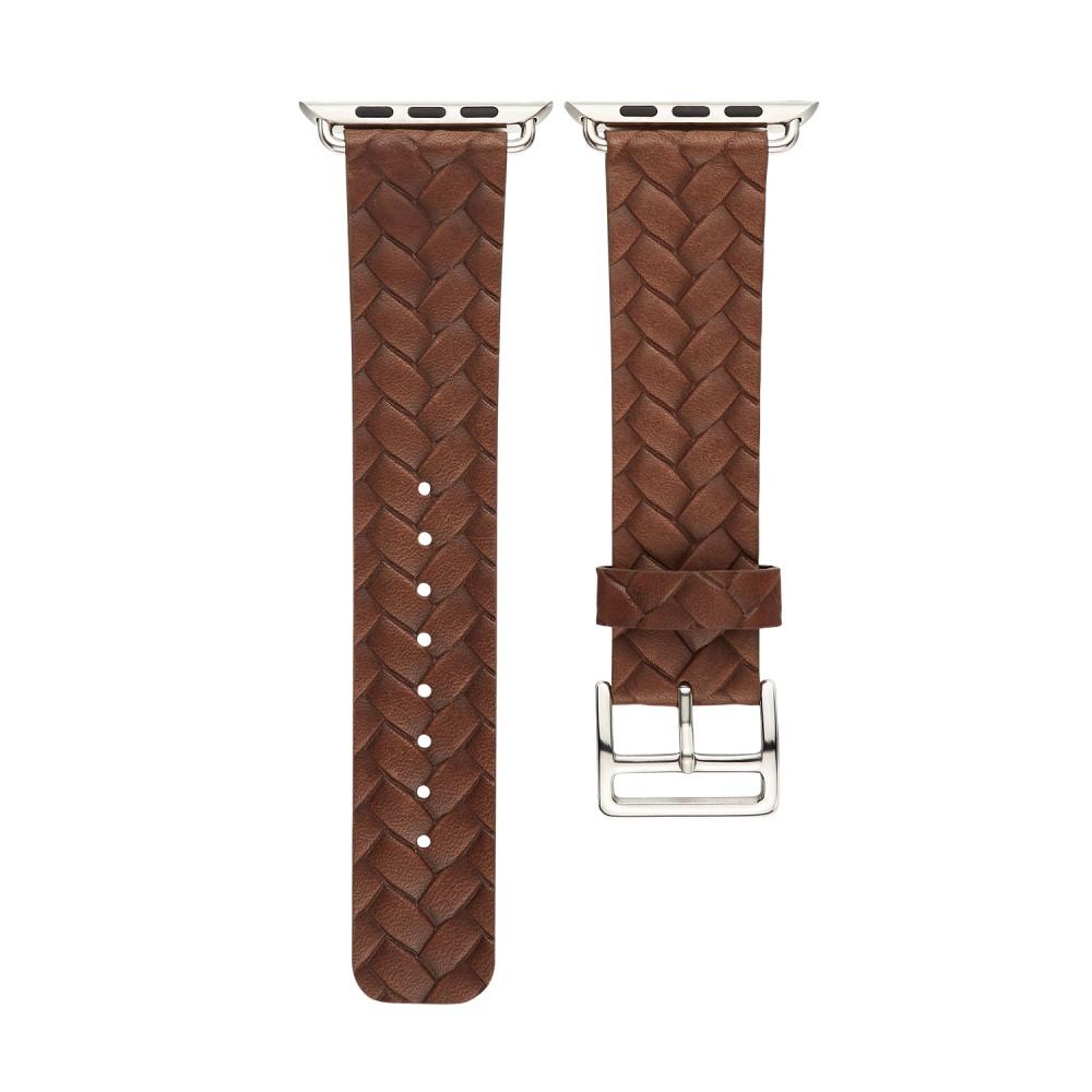 Woven Leather Band Apple Watch 45mm Series 8 Marrone