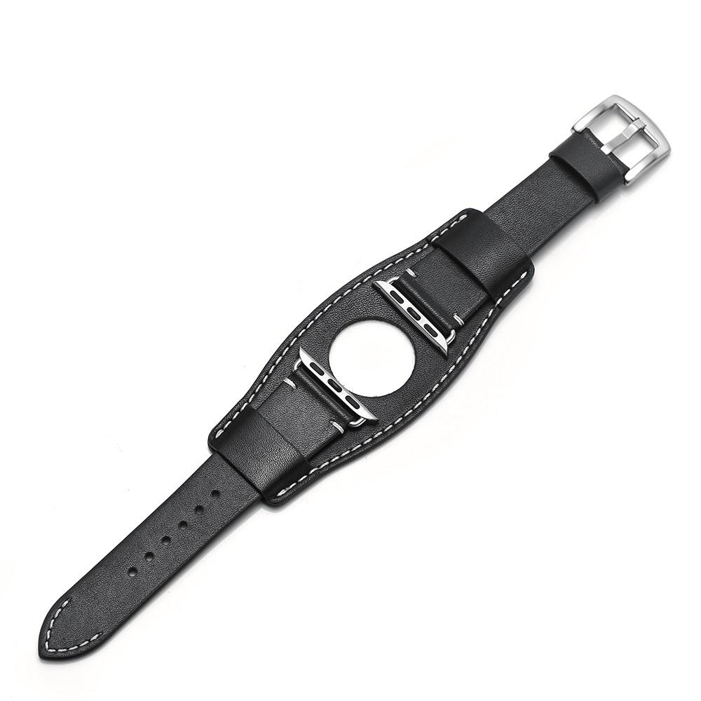 Cinturino in pelle largo Apple Watch 45mm Series 8 Nero