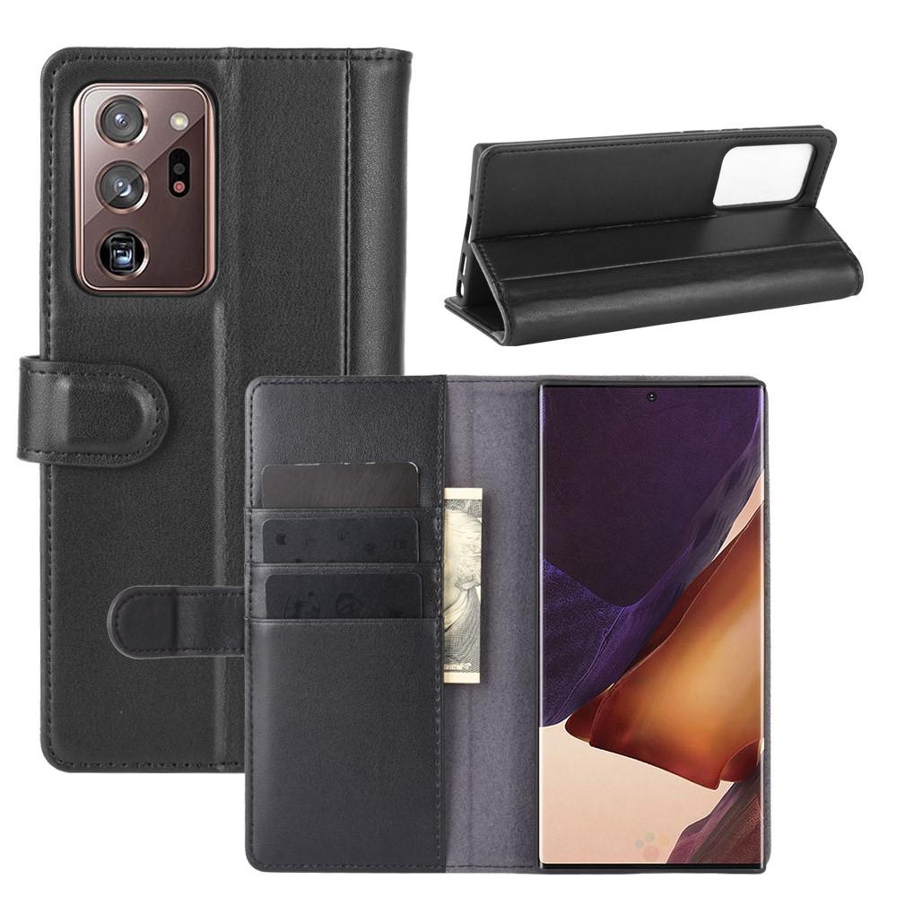 Custodia a portafoglio in vera pelle Samsung Galaxy Note 20, Nero