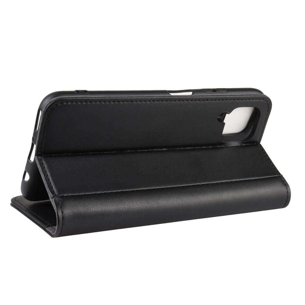 Custodia a portafoglio in vera pelle Huawei P40 Lite, Nero