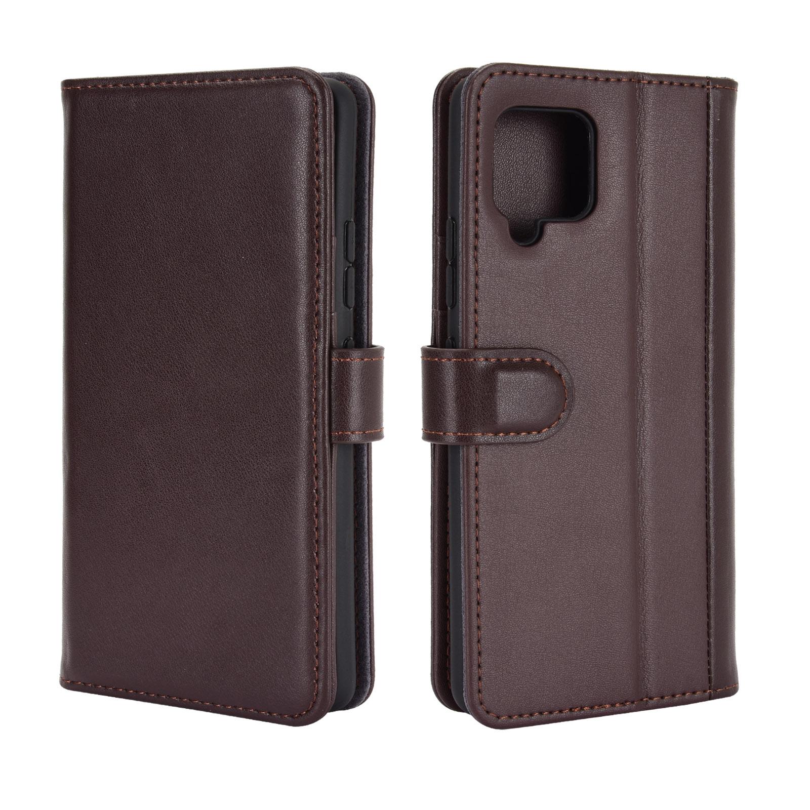 Custodia a portafoglio in vera pelle Samsung Galaxy A12 5G, Marrone