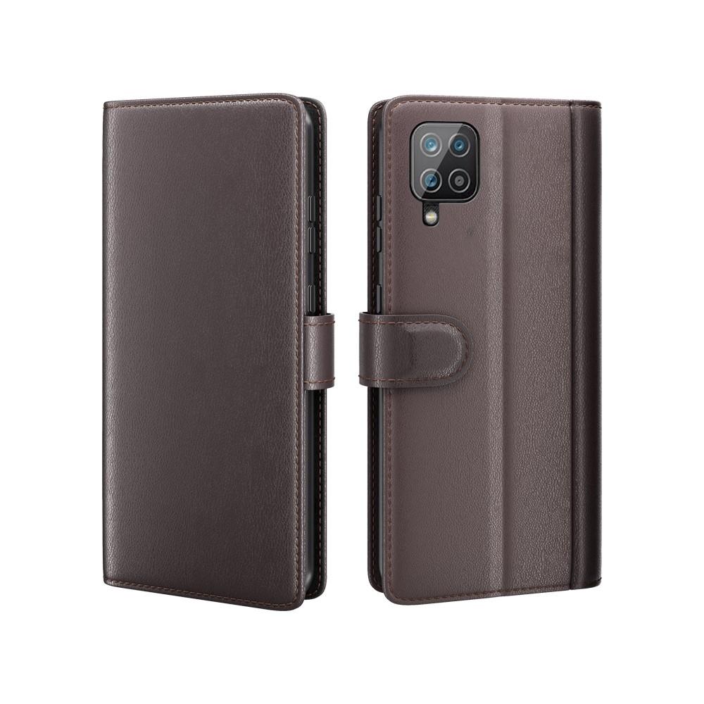Custodia a portafoglio in vera pelle Samsung Galaxy A12 5G, Marrone