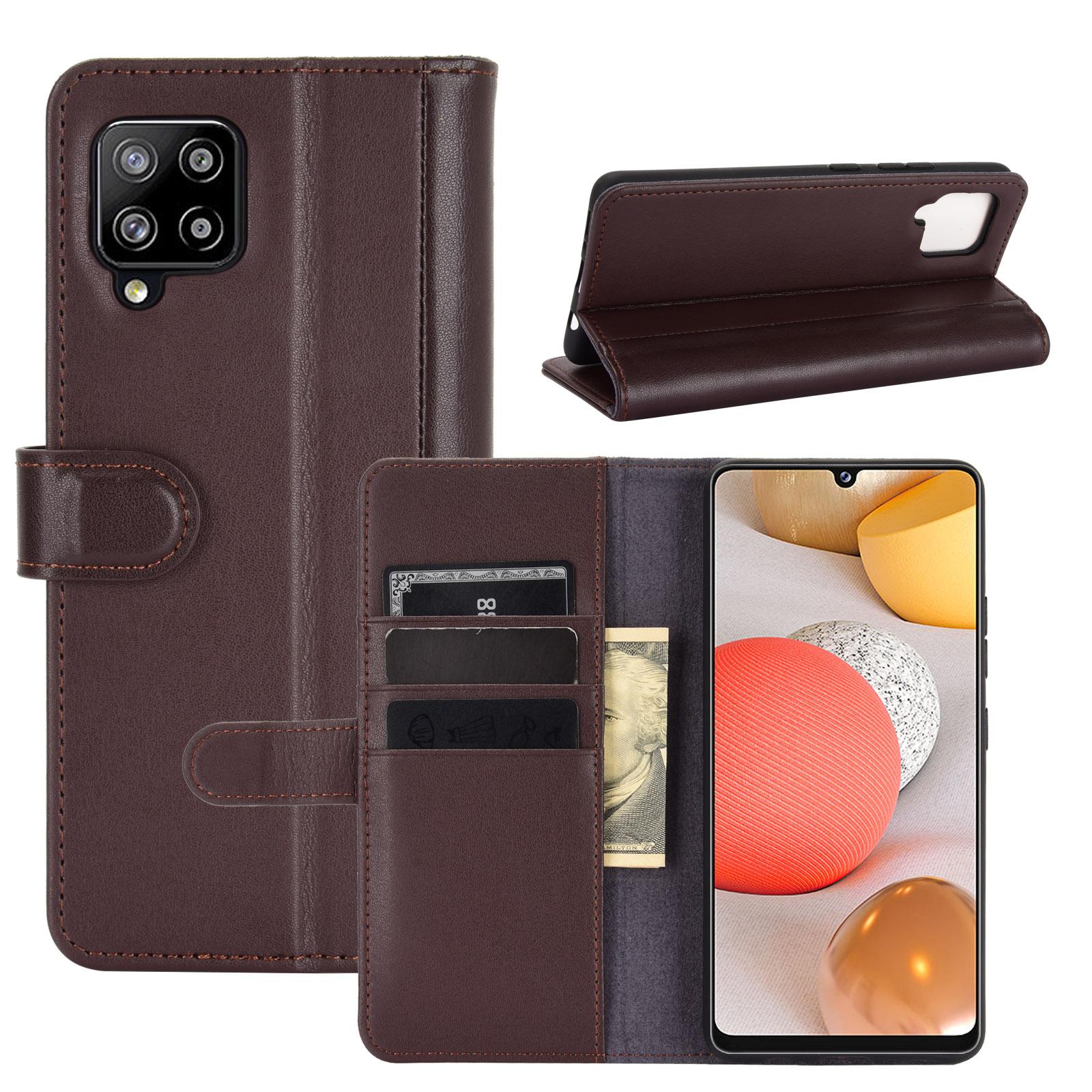 Custodia a portafoglio in vera pelle Samsung Galaxy A42, marrone