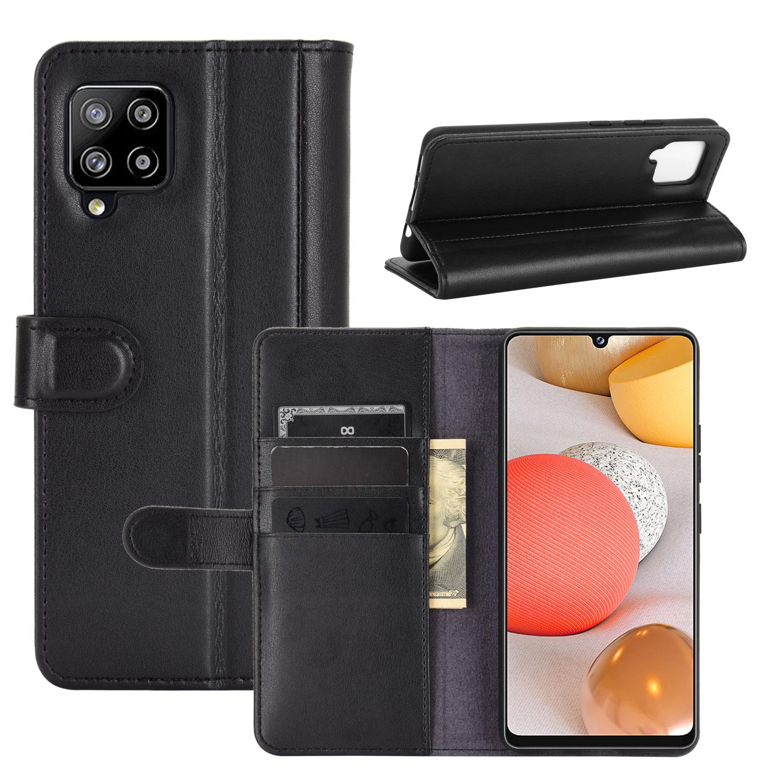 Custodia a portafoglio in vera pelle Samsung Galaxy A42, nero