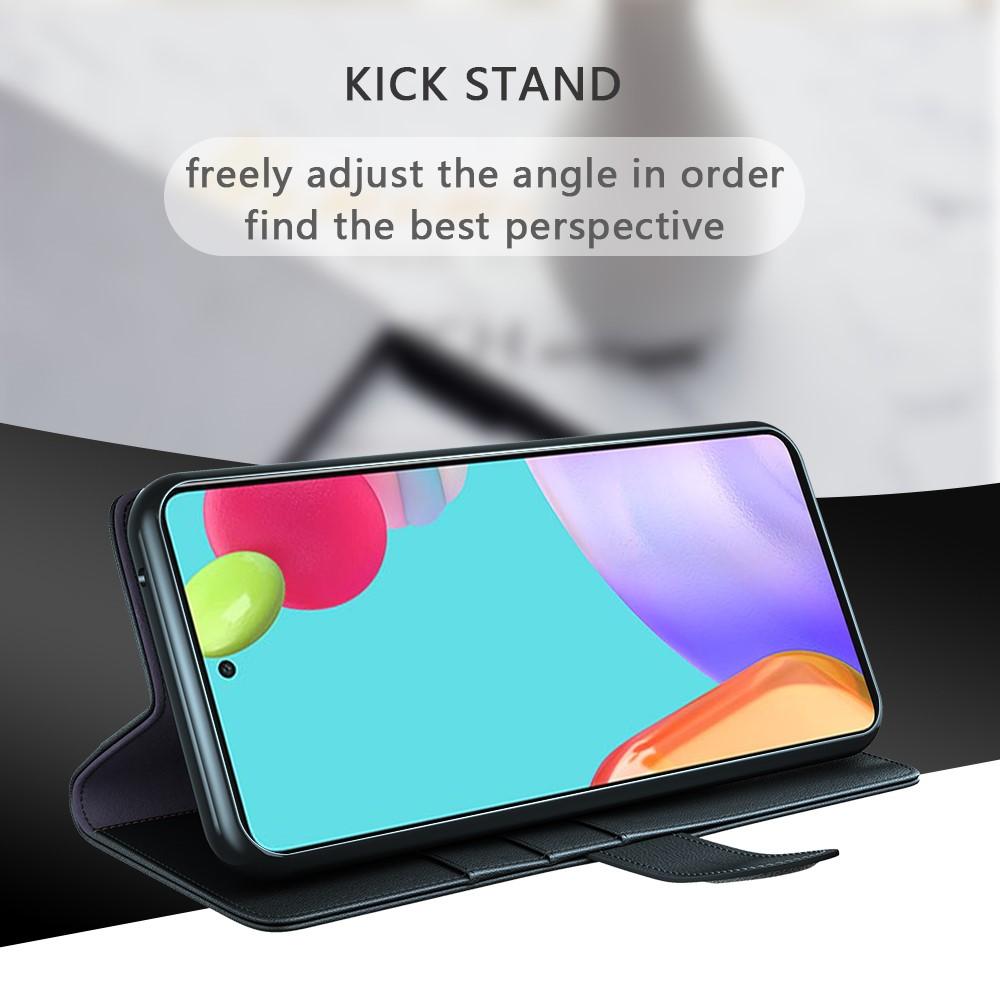 Custodia a portafoglio in vera pelle Samsung Galaxy A72 5G, Nero