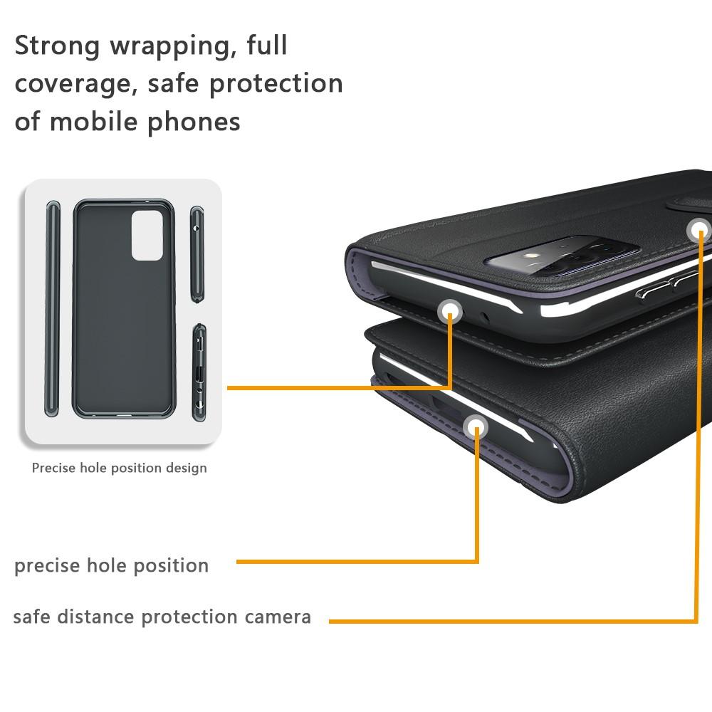 Custodia a portafoglio in vera pelle Samsung Galaxy A72 5G, nero