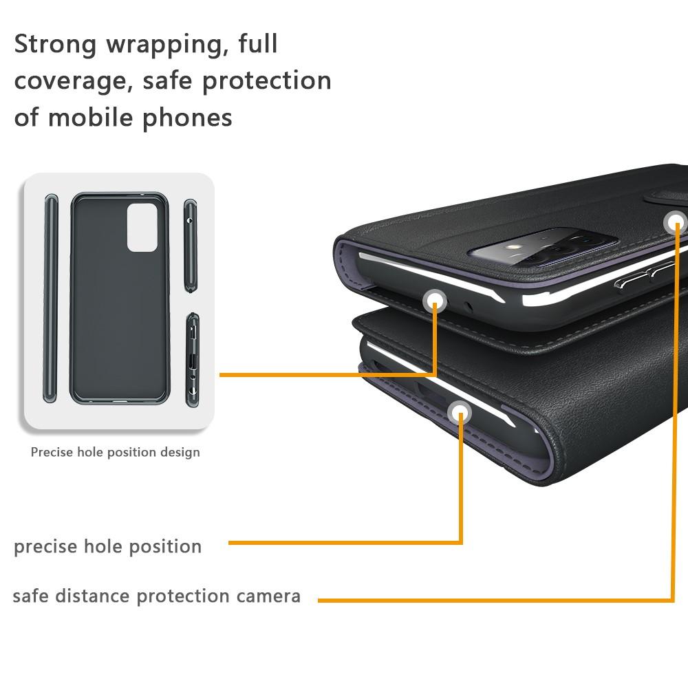 Custodia a portafoglio in vera pelle Samsung Galaxy A72 5G, Nero