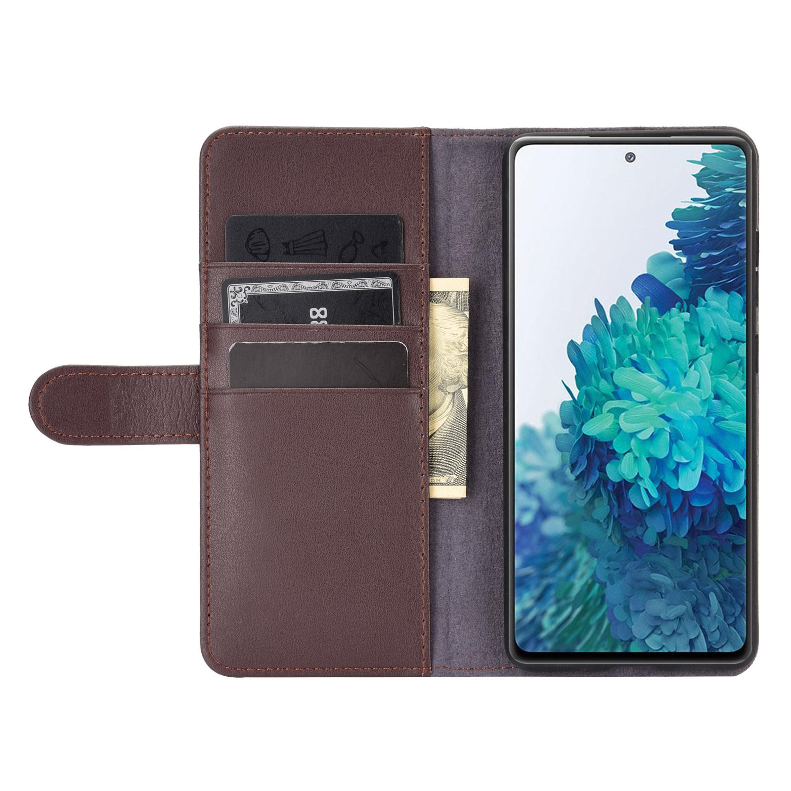 Custodia a portafoglio in vera pelle Samsung Galaxy S20 FE, marrone