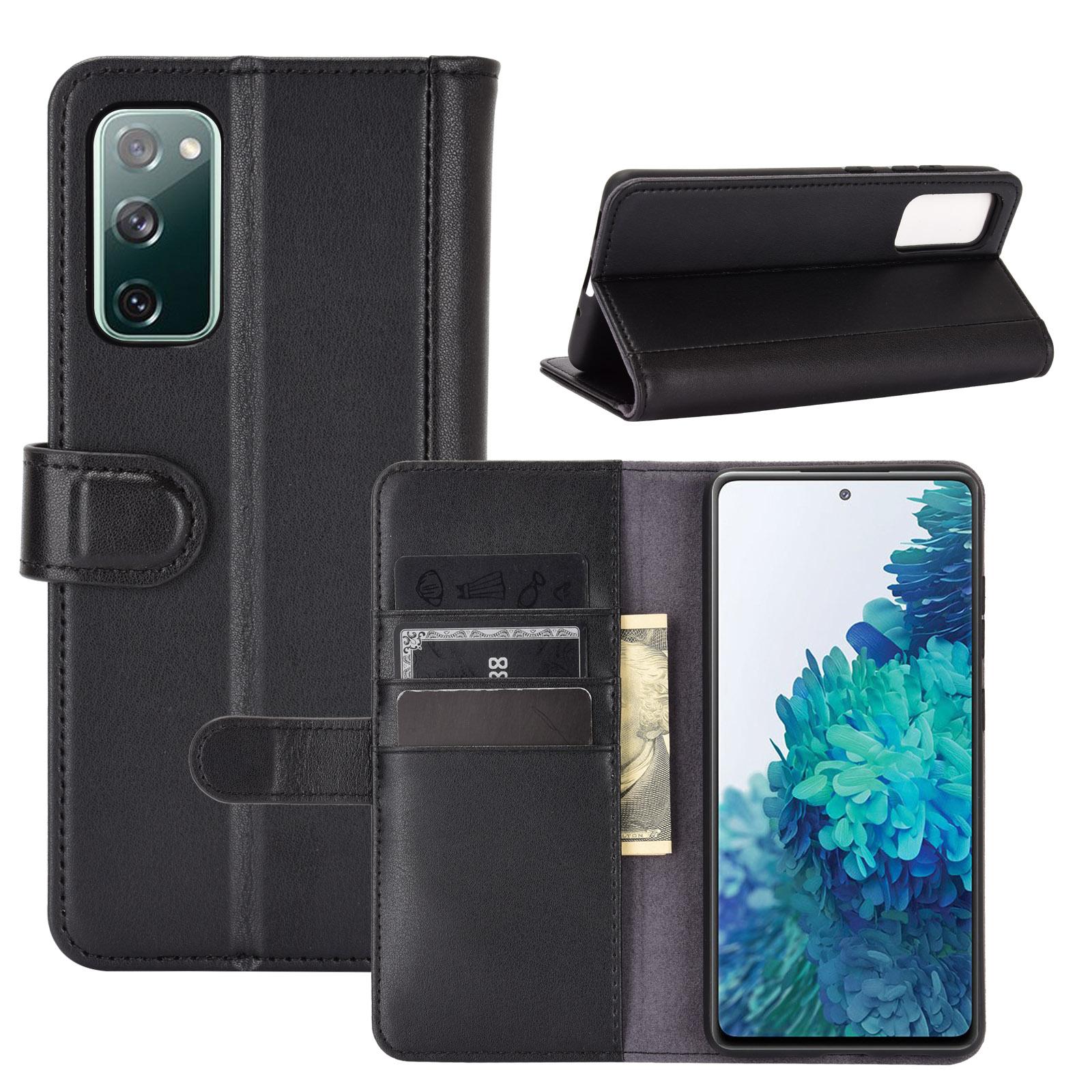 Custodia a portafoglio in vera pelle Samsung Galaxy S20 FE, nero