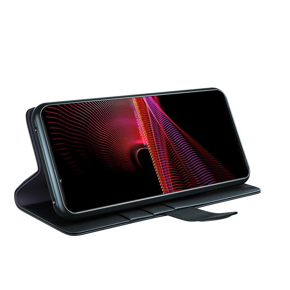 Custodia a portafoglio in vera pelle Sony Xperia 1 III, Marrone