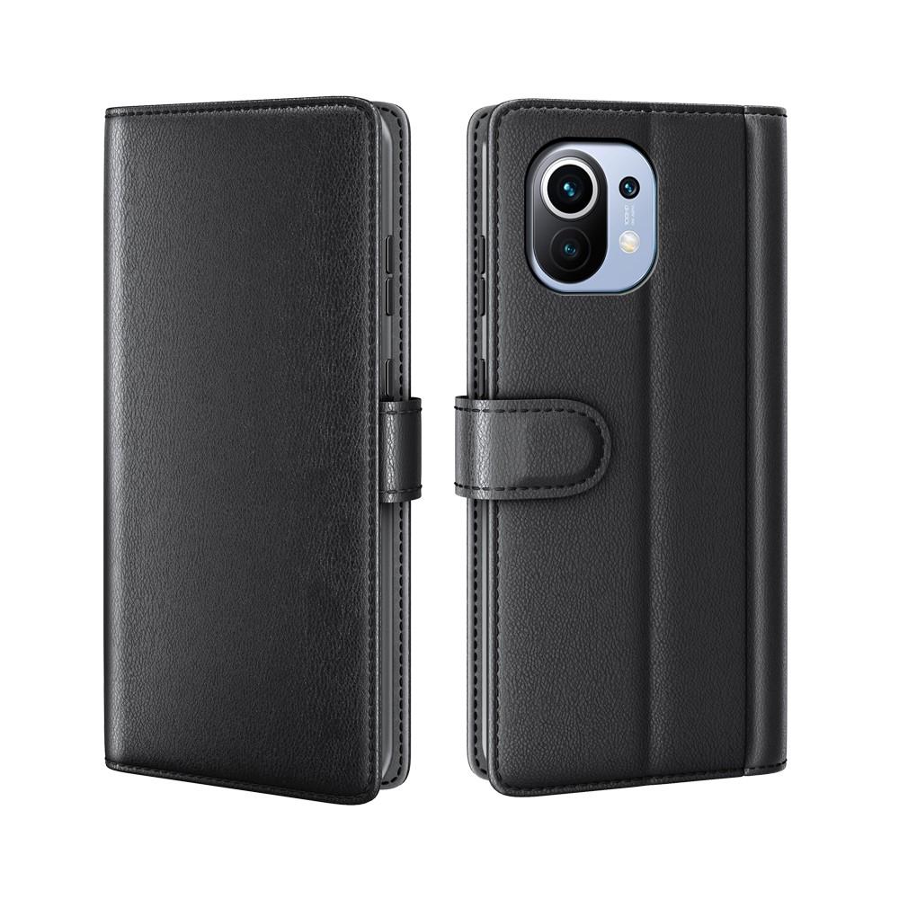 Custodia a portafoglio in vera pelle Xiaomi Mi 11, Nero