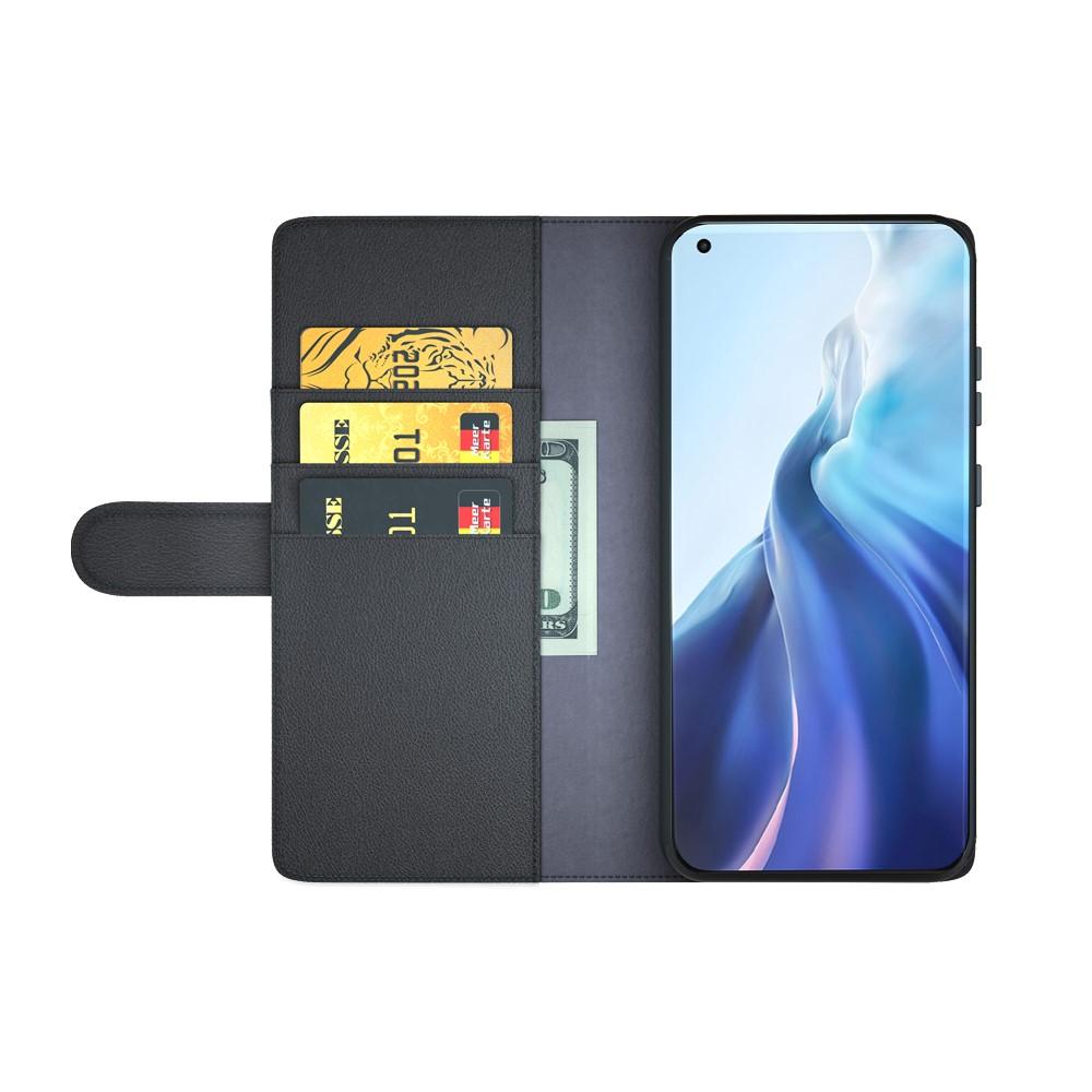 Custodia a portafoglio in vera pelle Xiaomi Mi 11, Nero