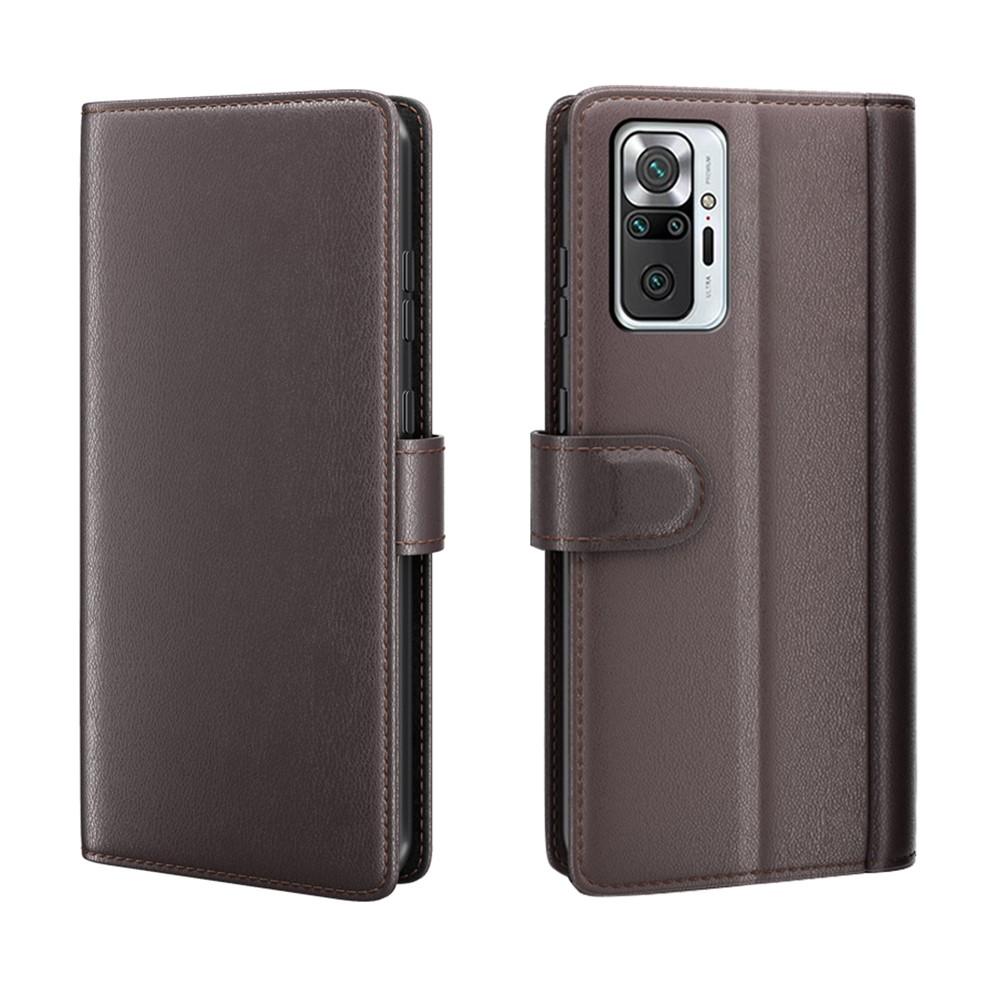 Custodia a portafoglio in vera pelle Xiaomi Redmi Note 10 Pro, Marrone