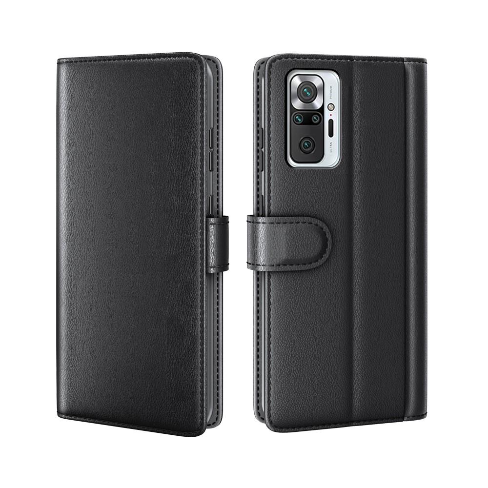 Custodia a portafoglio in vera pelle Xiaomi Redmi Note 10 Pro, nero