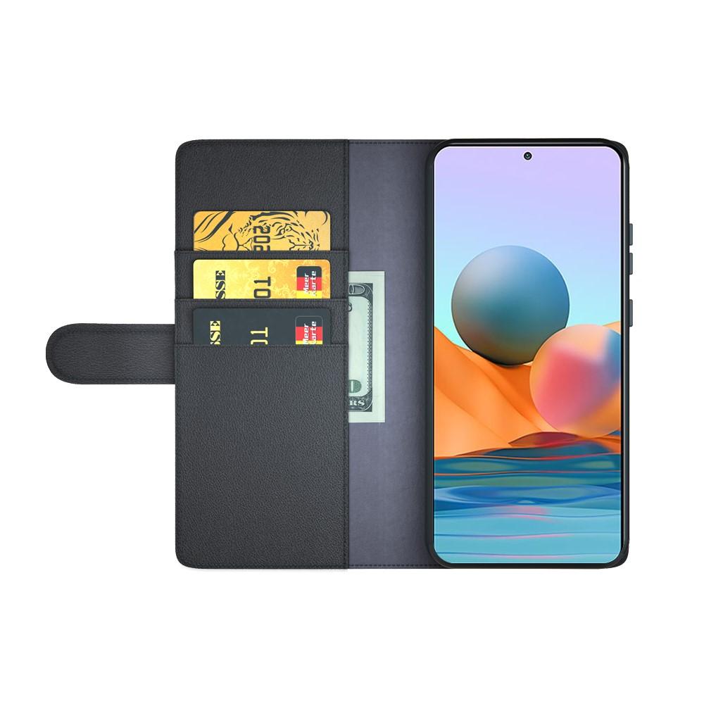 Custodia a portafoglio in vera pelle Xiaomi Redmi Note 10 Pro, nero