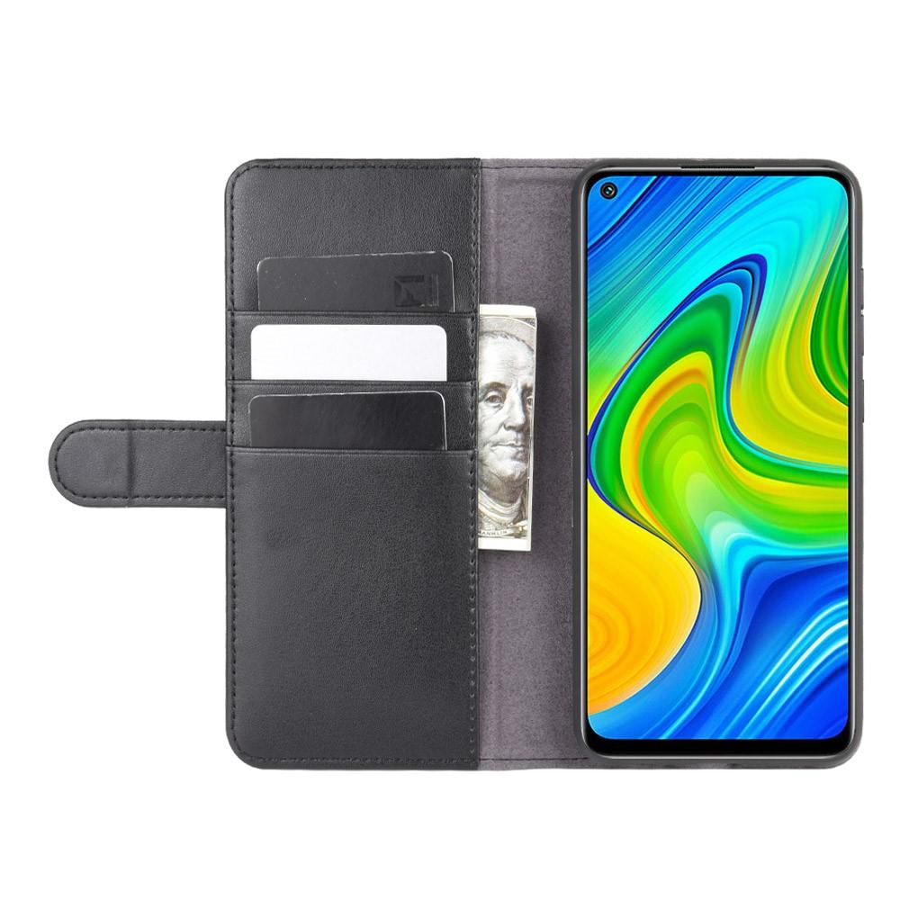 Custodia a portafoglio in vera pelle Xiaomi Redmi Note 9 Pro/9S, nero