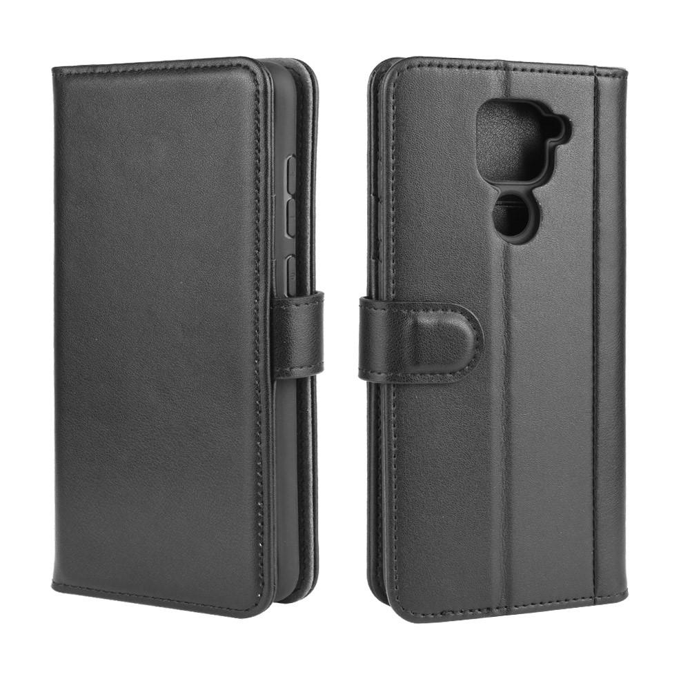 Custodia a portafoglio in vera pelle Xiaomi Redmi Note 9 Pro, Nero