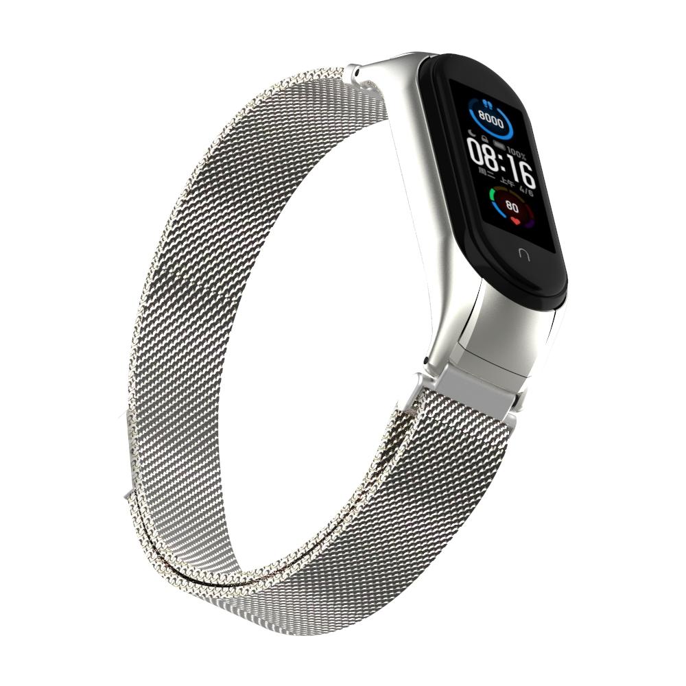 Cinturino in maglia milanese per Xiaomi Mi Band 5/Mi Band 6, Argento