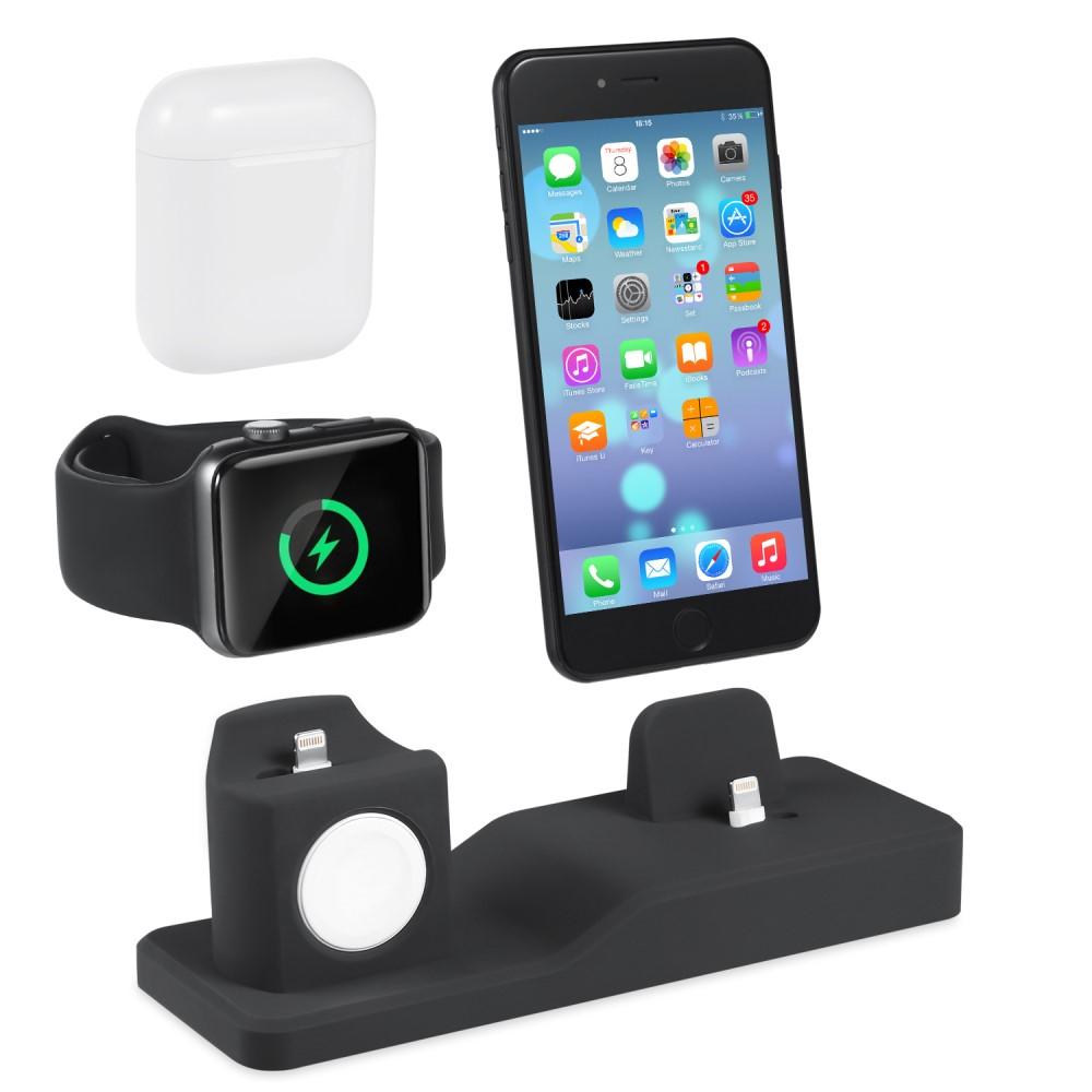 Supporto di Ricarica 3 in 1 AirPods/Apple Watch/iPhone Nero