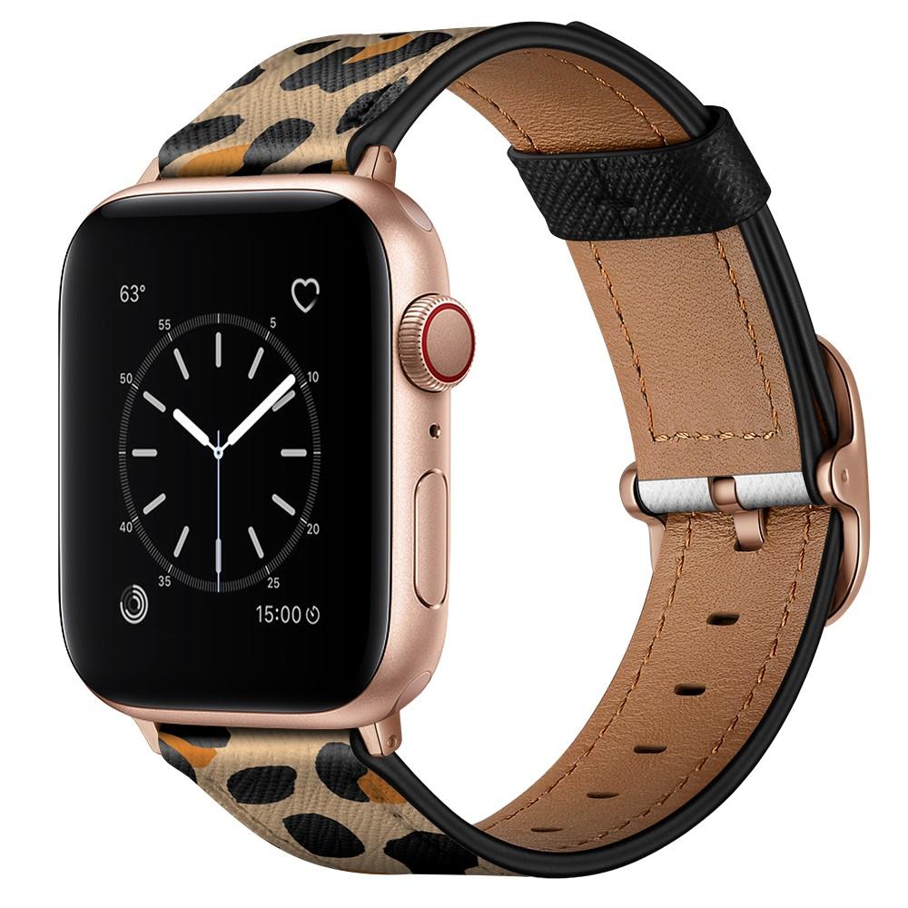 Cinturino in pelle Apple Watch 45mm Series 9 Leopard