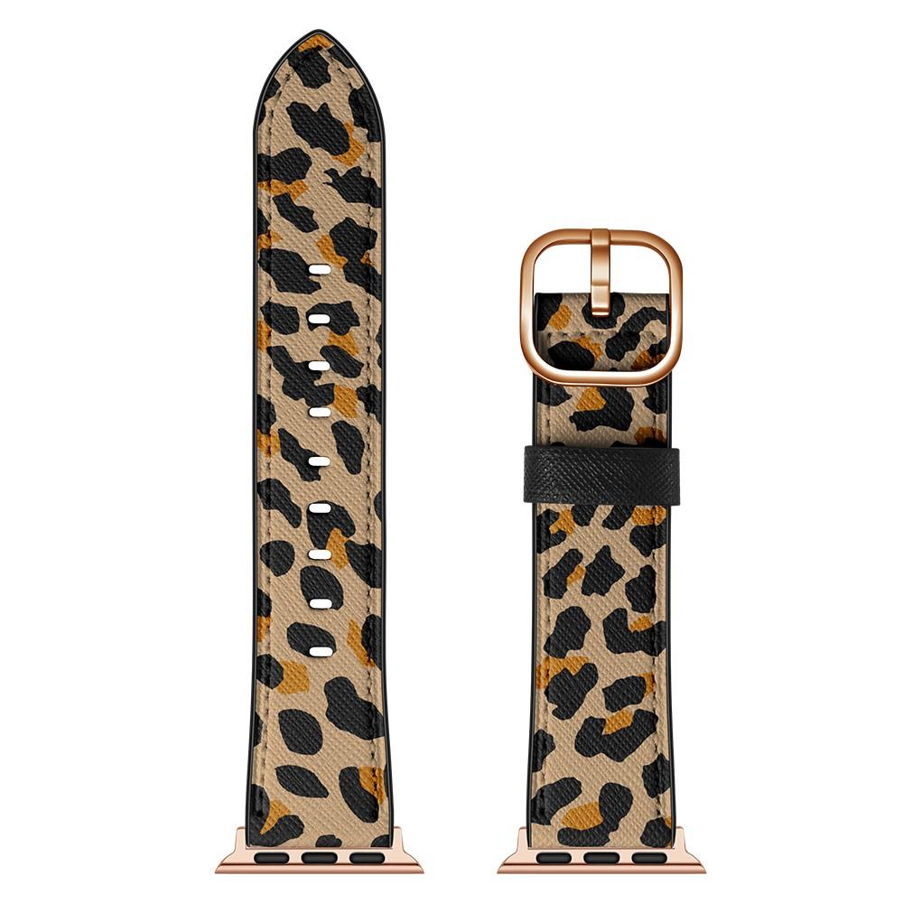 Cinturino in pelle Apple Watch 45mm Series 9 Leopard